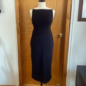 Black Square-neck knitted midi dress Slip dress, COS